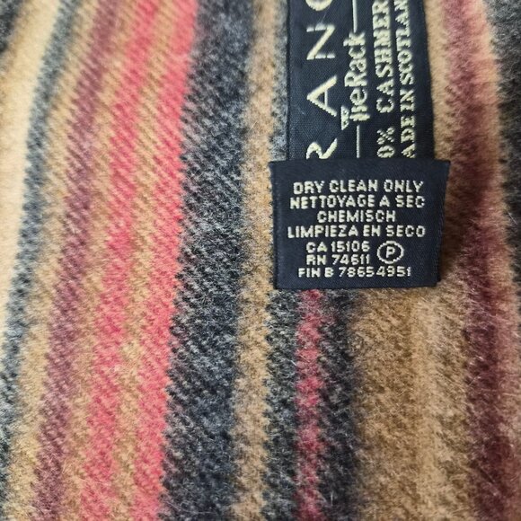 VTG Frangi The Rack 100% Cashmere Scarf – Striped Scotland Unisex Earthy Tones - Picture 4 of 7